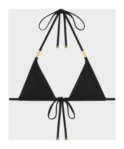 Celine Triomphe Triangle Top In Matte Jersey In Black