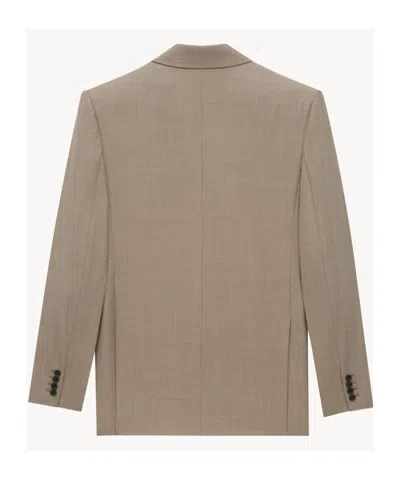 Saint Laurent Wool Doublebreasted Jacket In Nude