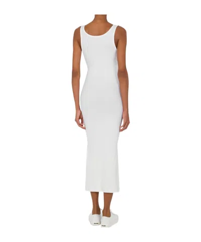 Moschino Open Back Midi Dress With Layered Ribbed Texture In White