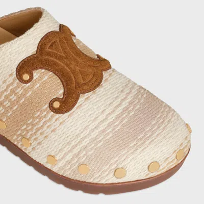Celine Pitea Clog In Striped Cotton Textile In Tan/light Brown