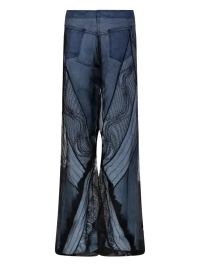 Christopher Esber Lace Embellished High Waist Trousers In Blue