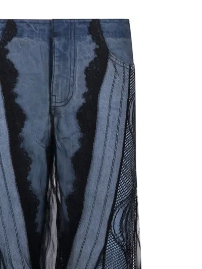 Christopher Esber Lace Embellished High Waist Trousers In Blue