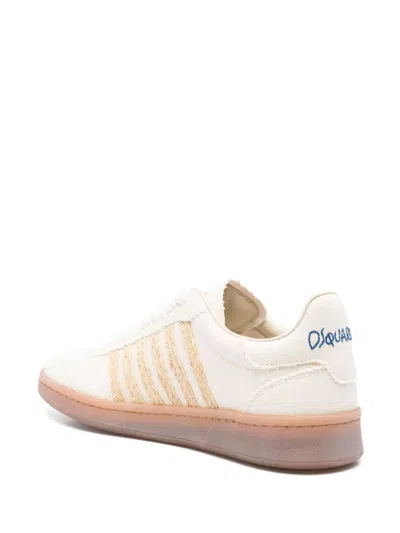 Dsquared2 Summer Lovers Canvas And Rafia Sneakers In Neutral