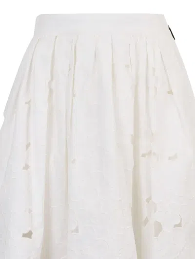 Msgm White Cotton Midi Skirt In White