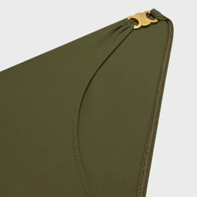 Celine Triomphe Swimsuit Bottom In Matte Jersey In Military Green