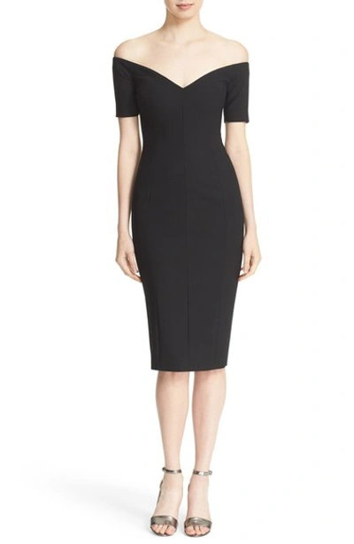 Shop Cinq À Sept 'jolie' Off The Shoulder Sheath Dress In Black