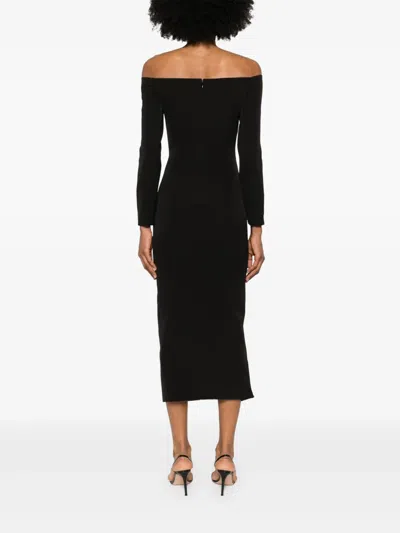 Moos Studio Off-shoulder Midi Dress In Black
