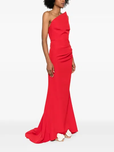 Moos Studio Asymmetric-neck Maxi Dress In Red
