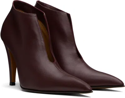 Alexander Mcqueen Burgundy Birdee Slashed Pump Boots In Multi