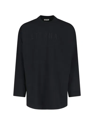Fear Of God Logo Patch Long Sleeve Tee In Black