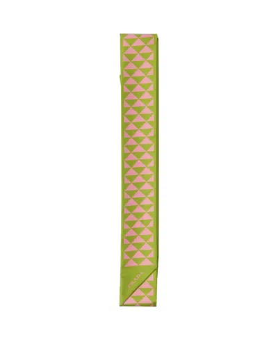 Prada Printed Silk Twill Skinny Scarf In Green