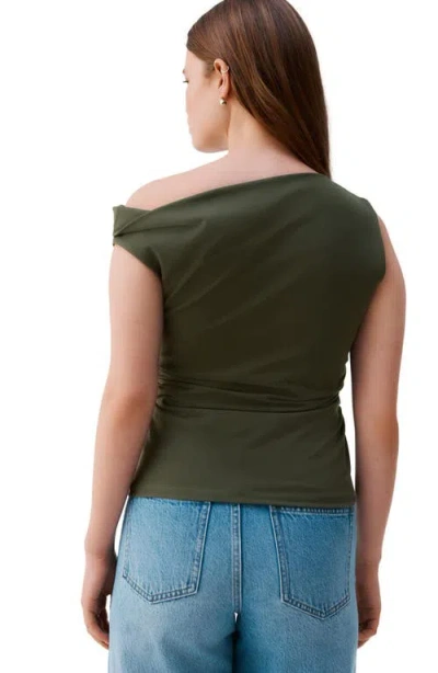 Next Side Ruched One-shoulder Top In Gray