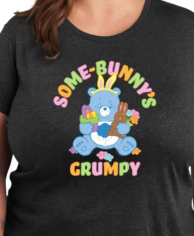 Hybrid Apparel Plus Size Care Bears Easter Some-bunny's Grumpy Graphic Crew Neck T-shirt In Black