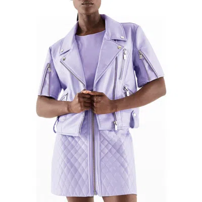 As By Df Nico Recycled Leather Jacket In Pastel Lilac
