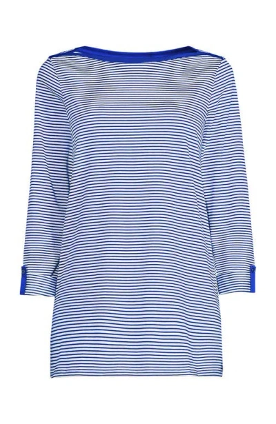 Lands' End Plus Size Supima Cotton Adjustable 3/4 Sleeve Boatneck Tunic In Blue