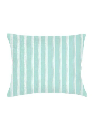 Anaya Ocean Drift Aqua Stripe Linen Dutch Euro Pillow 28x36 With Down Alternative Insert In Aqua