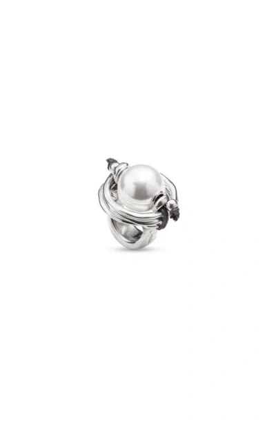 Unode50 Sterling Silver-plated Ring With Pearl In Silver