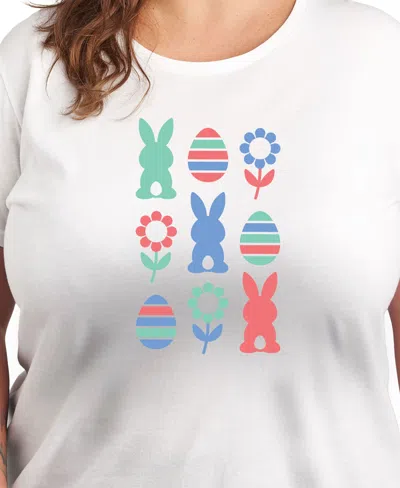Hybrid Apparel Plus Size Easter Grid Graphic Crew Neck T-shirt In White