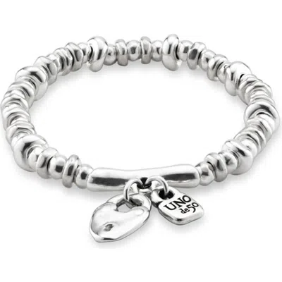 Unode50 Sterling Silver Plated Beaded With Charms Bracelet In Silver
