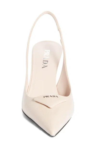 Prada Modellerie Pointed Toe Slingback Pump In White