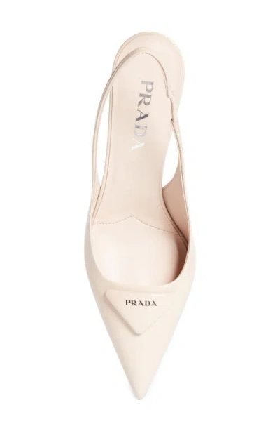 Prada Modellerie Pointed Toe Slingback Pump In White