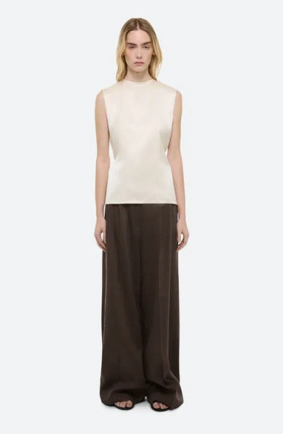 Helmut Lang Scarf Drape Detail Reversible Silk Top In Ivory