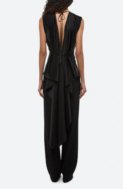 Helmut Lang Scarf Drape Detail Reversible Silk Top In Black
