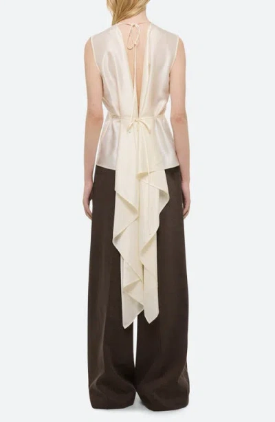 Helmut Lang Scarf Drape Detail Reversible Silk Top In Ivory