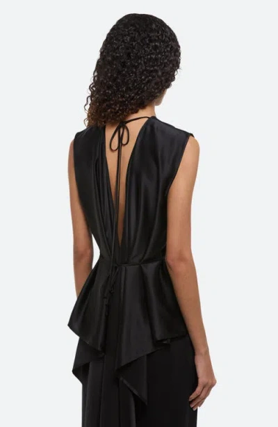 Helmut Lang Scarf Drape Detail Reversible Silk Top In Black