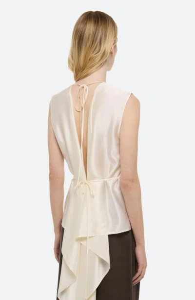 Helmut Lang Scarf Drape Detail Reversible Silk Top In Ivory
