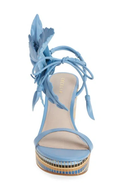 Cecelia New York Lily Platform Wedge Sandal In Blue