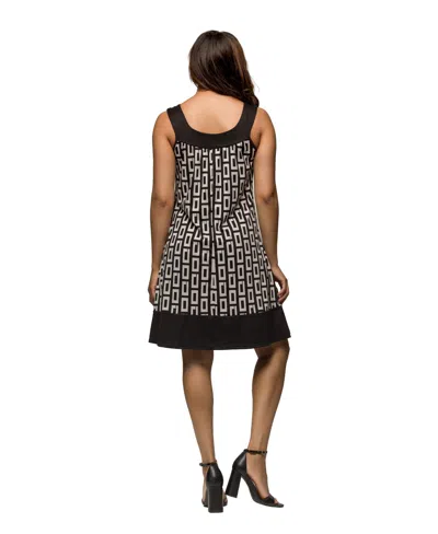 24seven Comfort Apparel Women's Scoop Neck Sleeveless Knee Length Dress In Black Multi