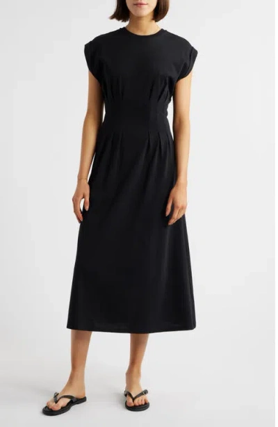 Frame The Jersey Organic Cotton A-line Dress In Black
