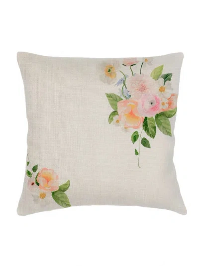 Anaya Bouquet Charmant Linen Euro Pillow 26x26 With Down Alternative Insert In Beige