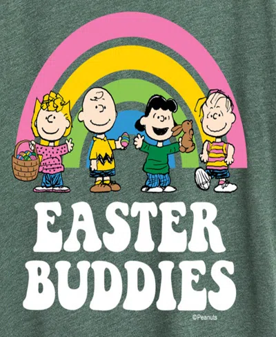 Hybrid Apparel Plus Size Peanuts Easter Buddies Graphic Crew Neck T-shirt In Green