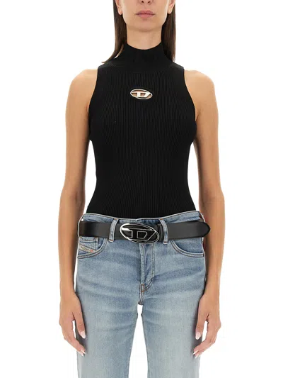 Diesel Black Knitted Top In Black