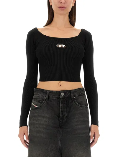 Diesel Red Top Cropped M-vera-ls In Black
