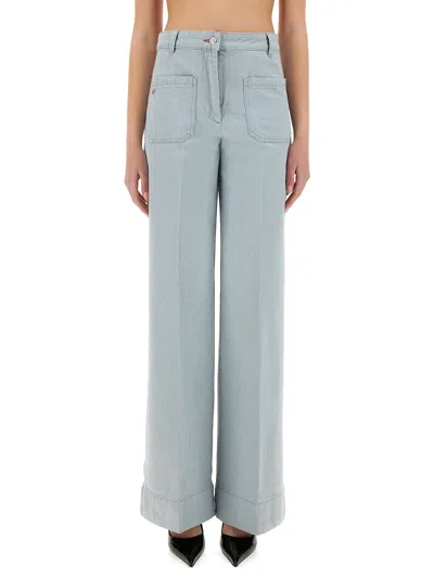 Victoria Beckham Alina Cotton Denim Jeans In Blue