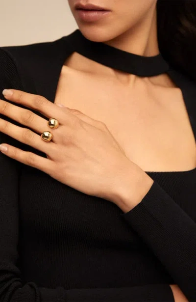 Unode50 Open Ring With Two Beads In Gold