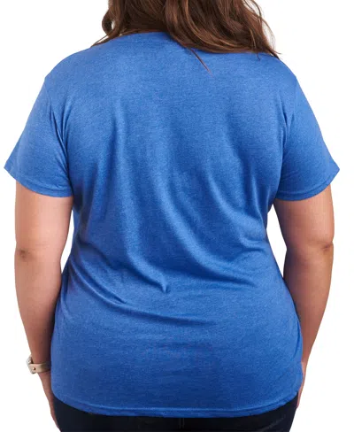 Hybrid Apparel Plus Size Peanuts Happy Easter Graphic Crew Neck T-shirt In Blue