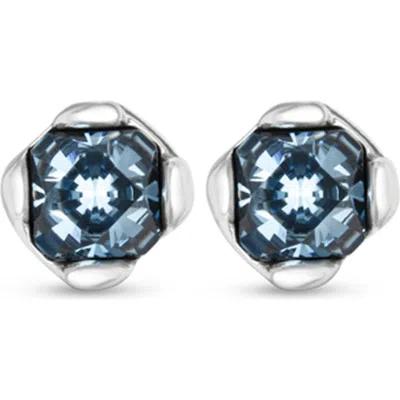 Unode50 Sterling Silver Plated With Blue Crystals Earrings In Metallic