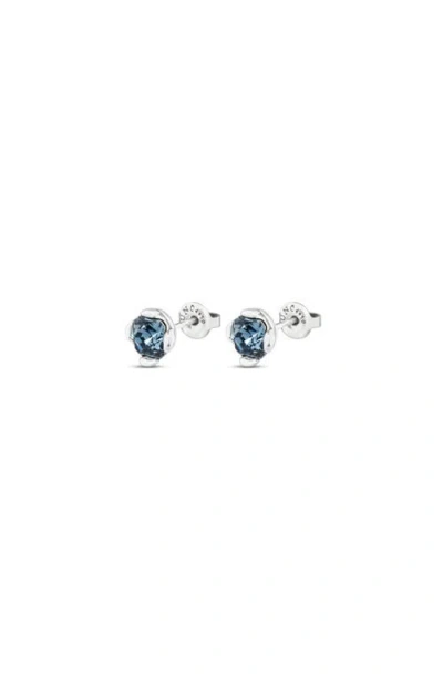 Unode50 Sterling Silver Plated With Blue Crystals Earrings In Metallic
