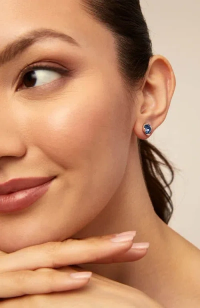 Unode50 Sterling Silver Plated With Blue Crystals Earrings In Metallic