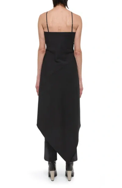 Helmut Lang Scarf Hem Wool Midi Dress In Black