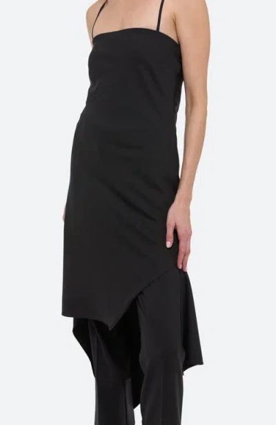 Helmut Lang Scarf Hem Wool Midi Dress In Black