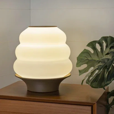 Jonathan Y Honey Pot 12" Minimalist Classic Plant-based Pla 3d Printed Dimmable Led Table Lamp In White/brown