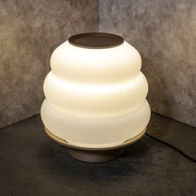 Jonathan Y Honey Pot 12" Minimalist Classic Plant-based Pla 3d Printed Dimmable Led Table Lamp In White/brown