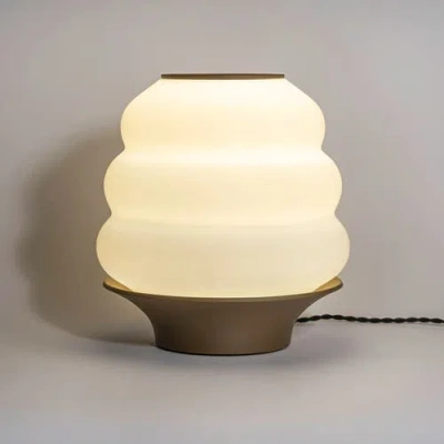 Jonathan Y Honey Pot 12" Minimalist Classic Plant-based Pla 3d Printed Dimmable Led Table Lamp In White/brown