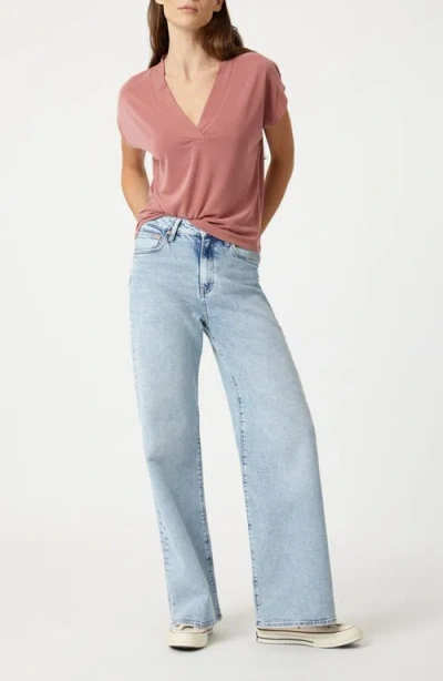 Mavi Jeans V-neck Modal Blend Top In Canyon Rose