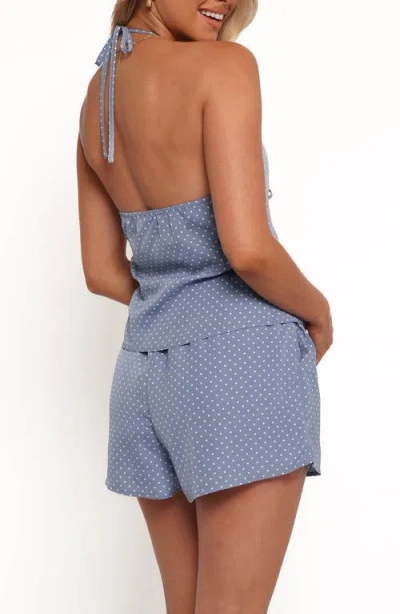 Petal And Pup Petal & Pup Beau Tie Front Halter Top & Shorts Set In Blue